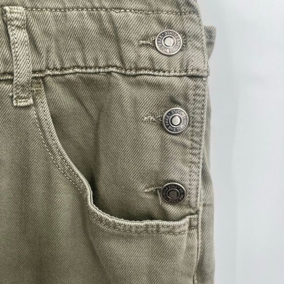 Free People We The Free Olive Green Good Luck Barrel Denim Overalls Size XL - Picture 3 of 10